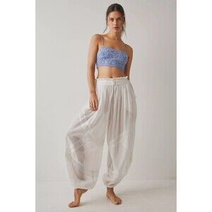 Intimately Free People Table Talk Sleep Pants Wide Leg Sheer Cotton XL 284861
